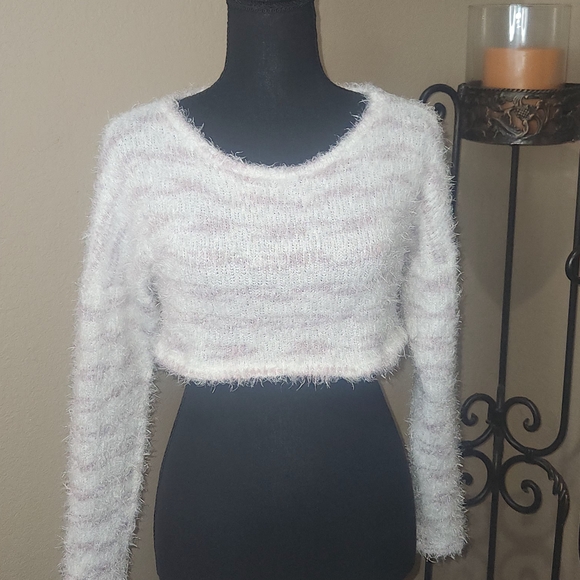 Blue Blush Sweaters - Blue Blush Soft‎ White Fuzzy Sweater